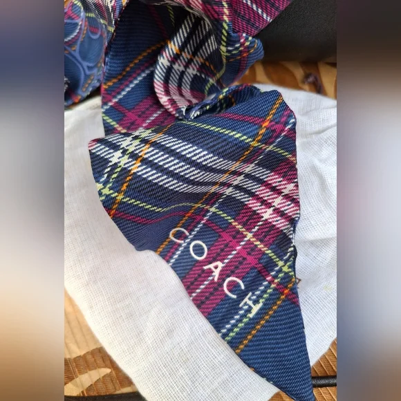 Vintage Y2K Coach Skinny Silk Tartan Plaid Twilly Scarf With Original Dust Bag - Picture 6 of 11